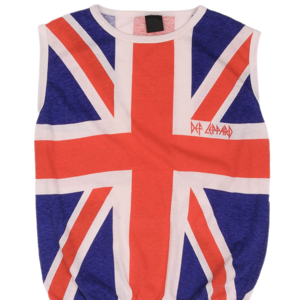 Vintage Def Leppard Union Jack Tank Top Tee Shirt - 1980s Retro Band Merch - Size Small - Made in USA - Perfect for Concerts, Parties & 80s Themed Events