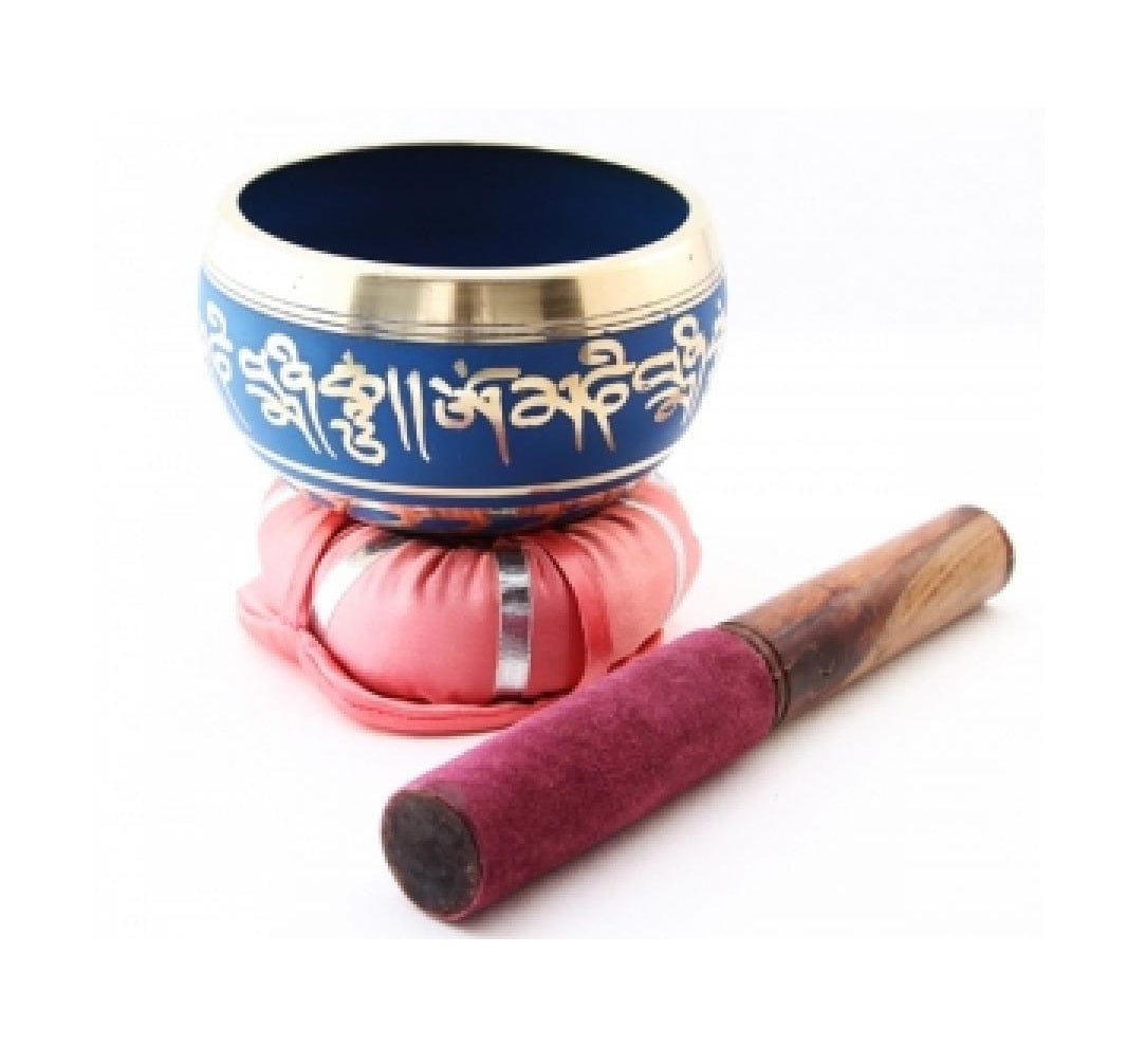 Authentic Blue Tibetan Singing Bowl - Handcrafted Meditation & Healing Bowl for Yoga, Sound Therapy & Relaxation - Perfect for Mindfulness Practice, Chakra Balancing & Stress Relief