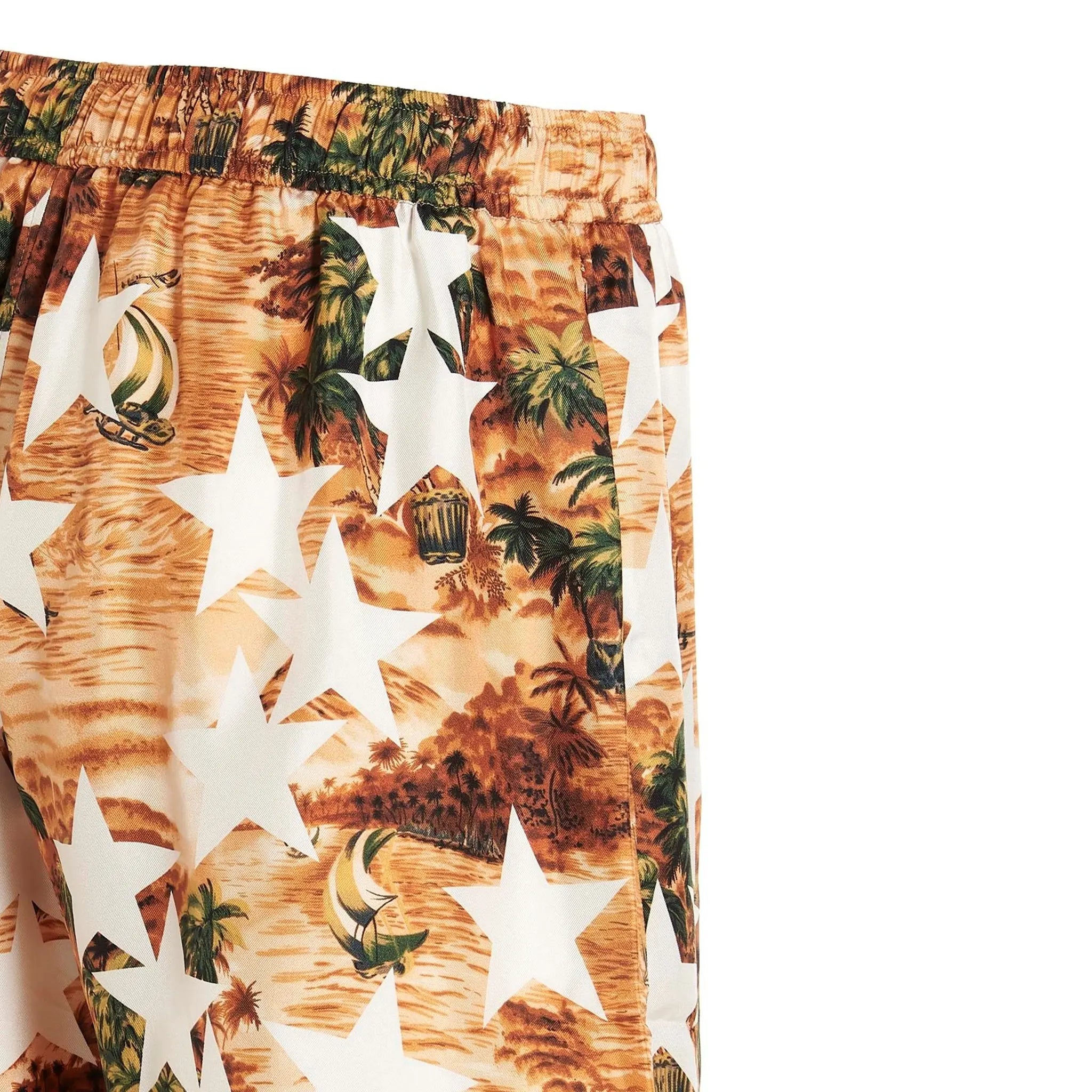 Amiri Tropical Star Orange Swim Shorts for Men - Quick-Dry Beach Swimwear with UPF Protection - Perfect for Pool, Vacation & Summer Outings