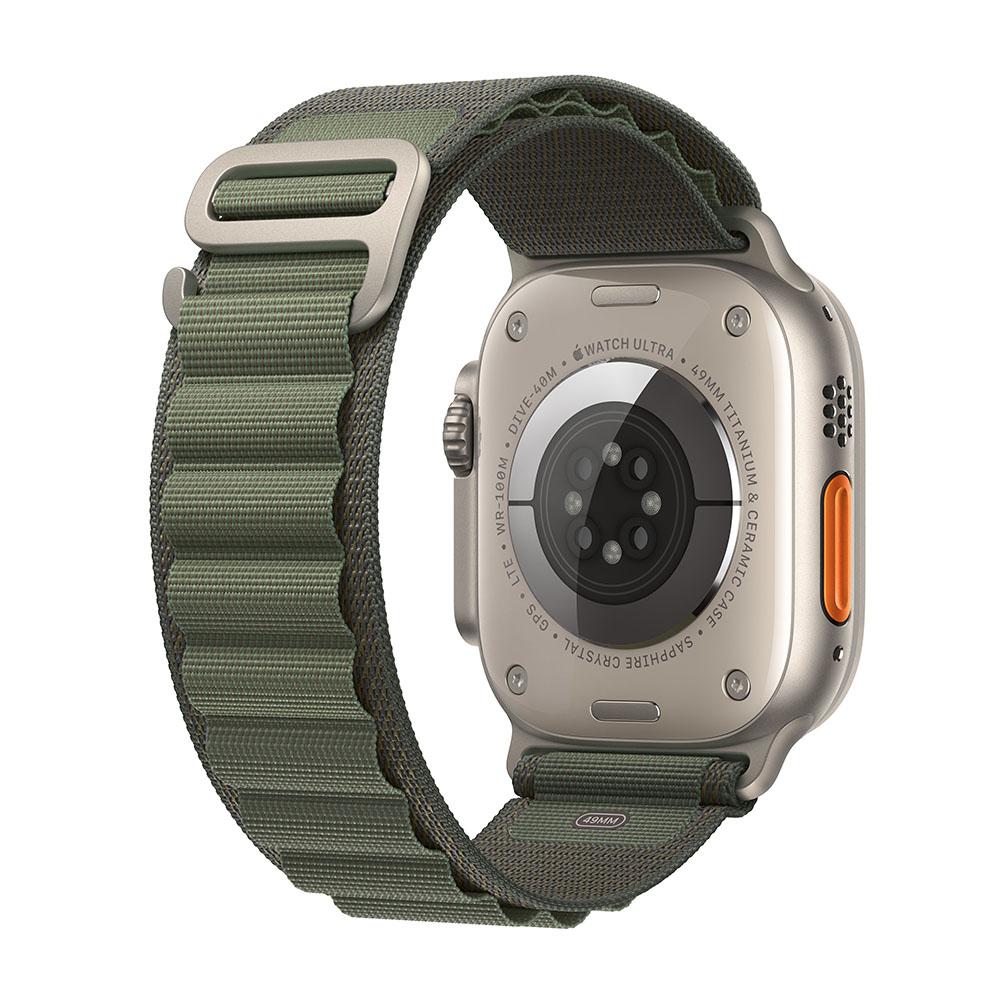 Apple Watch Ultra (GPS + Cellular) 49mm Titanium Case with Alpine Green Loop Band - Size M | Perfect for Outdoor Adventures, Fitness Tracking & Daily Wear