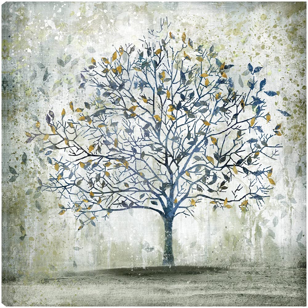 Falling Leaves Canvas Wall Art - Handmade Fine Art Painting by Heather Hayes - 37x37 Inches - Ready to Hang - Perfect for Living Room, Bedroom, Office Decor - Autumn Home Decor & Seasonal Wall Art for Cozy Interior Design