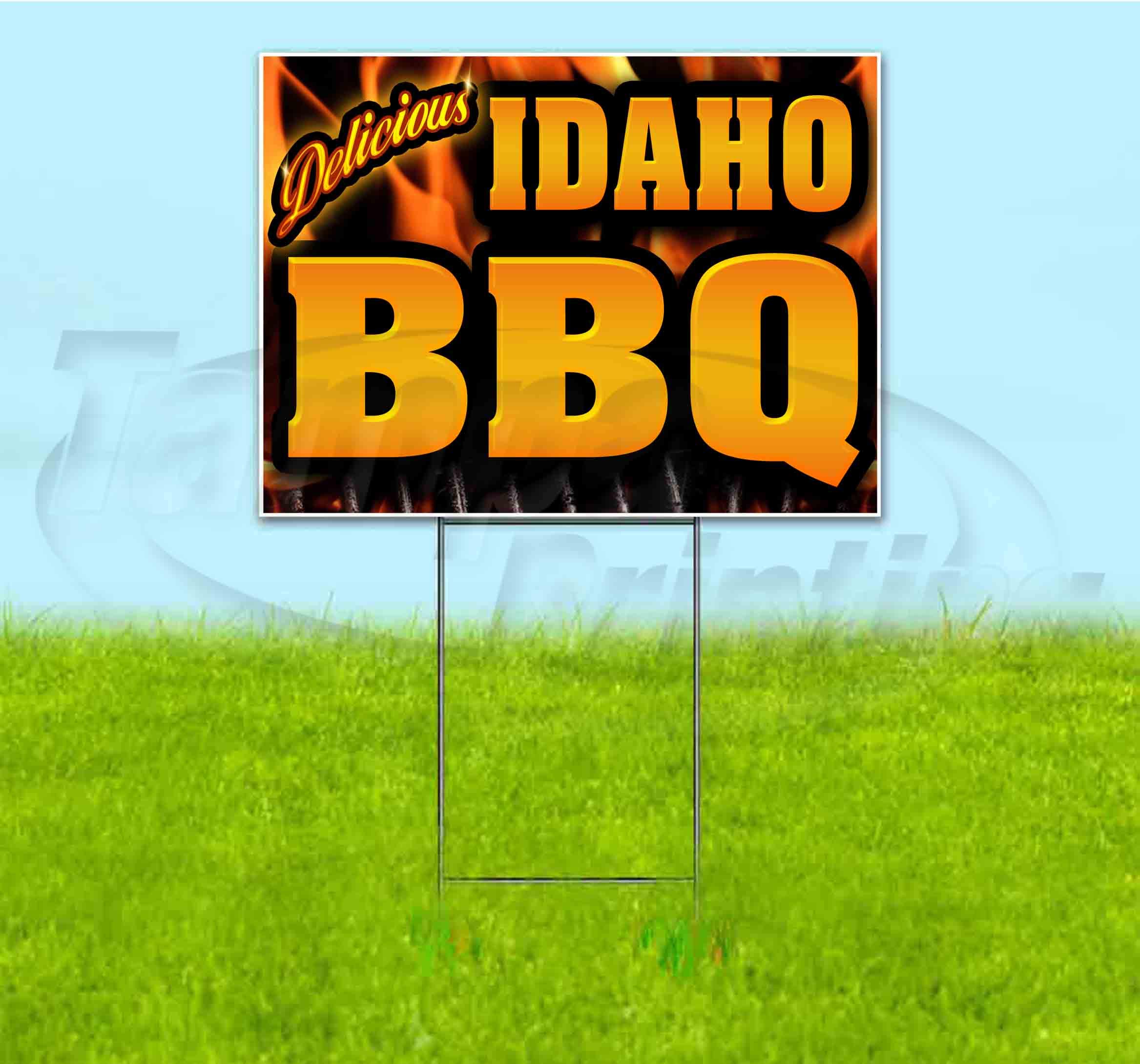 Idaho BBQ Yard Sign 18x24 Inches - Durable Metal Step Stake Included | Bulk Discounts & Multi-Packs Available | Perfect for Backyard Parties, Tailgating & Outdoor Events