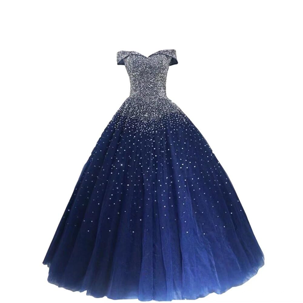 Sparkling Beaded Sequins Off-The-Shoulder Quinceanera Dress 2025 - Elegant Sweet 16 Prom Gown for Teen Girls | Perfect for Quinceañeras, Birthday Parties & Formal Dances