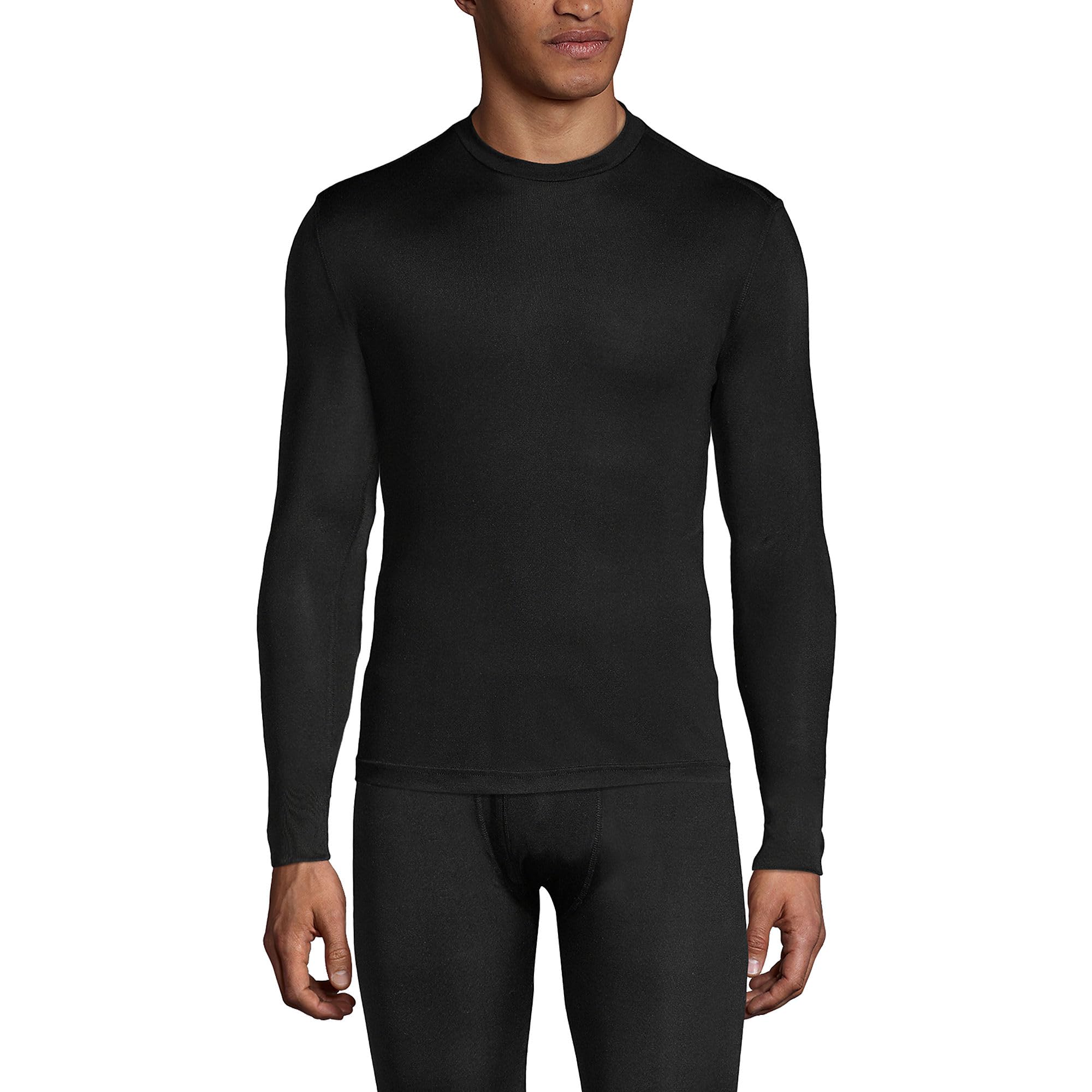 Lands' End Men's Silk Thermal Underwear - Soft & Breathable Long Sleeve Crew Neck Base Layer for Cold Weather, Winter Sports & Layering
