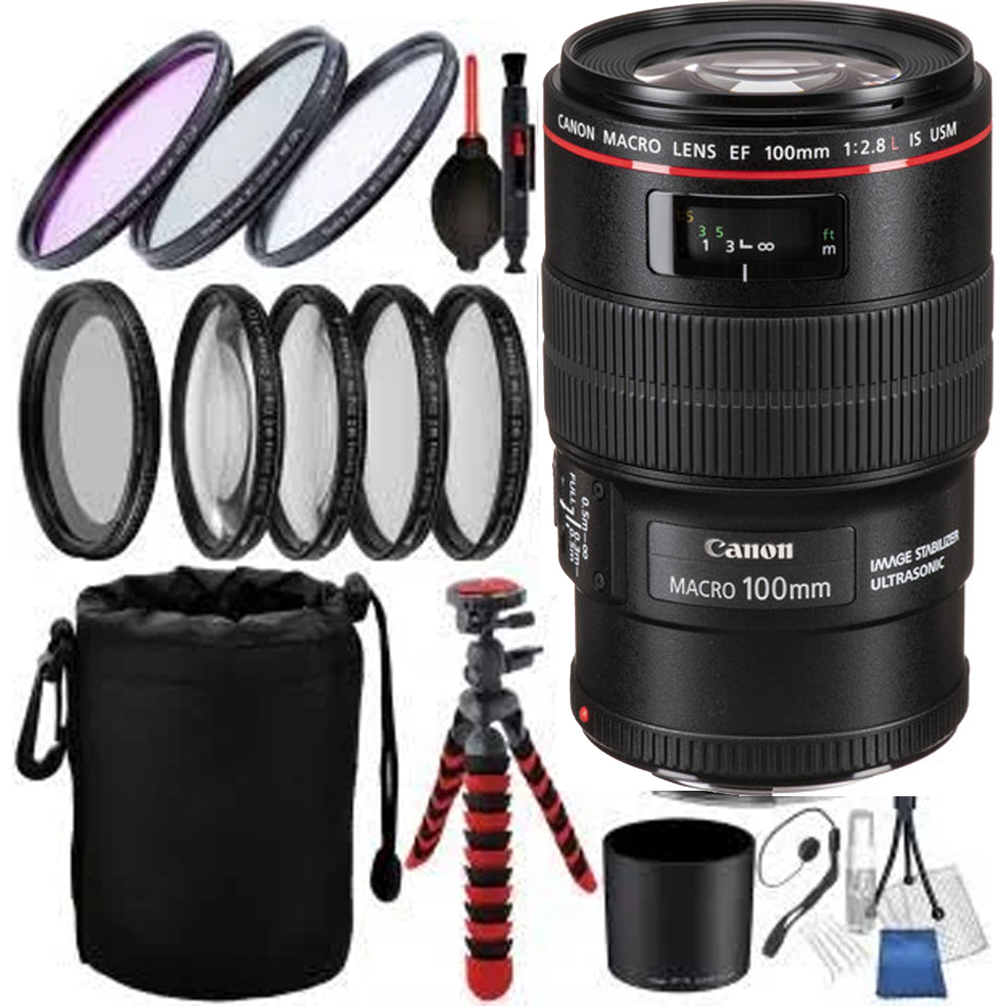 Canon EF 100mm f/2.8L Macro IS USM Lens with Hood, Case & Cleaning Kit - Professional Macro Photography for Jewelry, Flowers & Product Shots