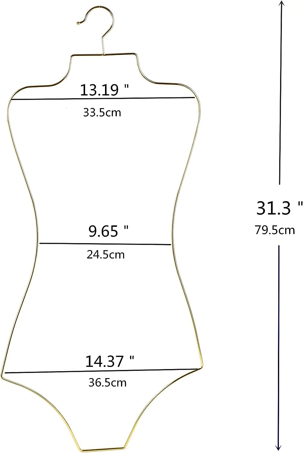 Premium Gold Wire Lingerie Hangers - 10 Pack Slim Body Shape Metal Hooks for Bikini, Swimwear & Delicate Clothing Display - Perfect for Boudoir, Retail Stores & Closet Organization