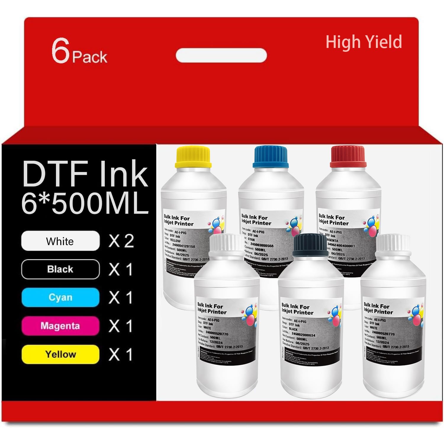 DTF Ink 500ML x6 for Epson Printers - ET-8550 XP-15000 - Home & Office Printing