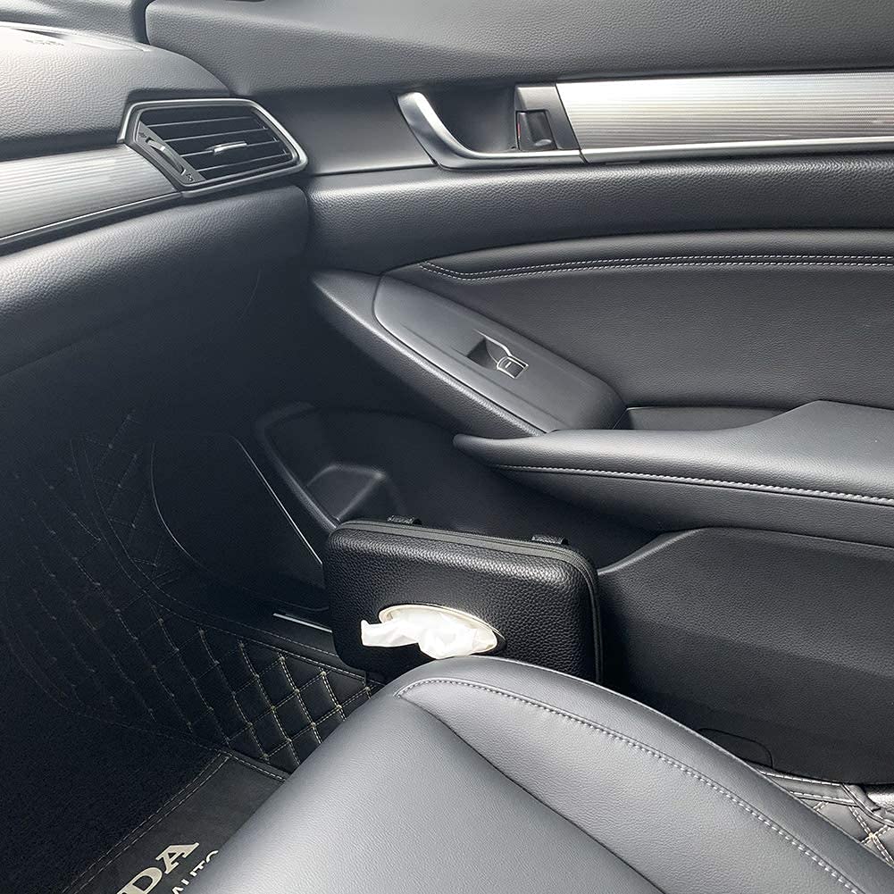 Premium PU Leather Car Visor Tissue Holder - Black Napkin Dispenser for Backseat & Sun Visor - Perfect for Road Trips, Commuting & Family Travel Accessories