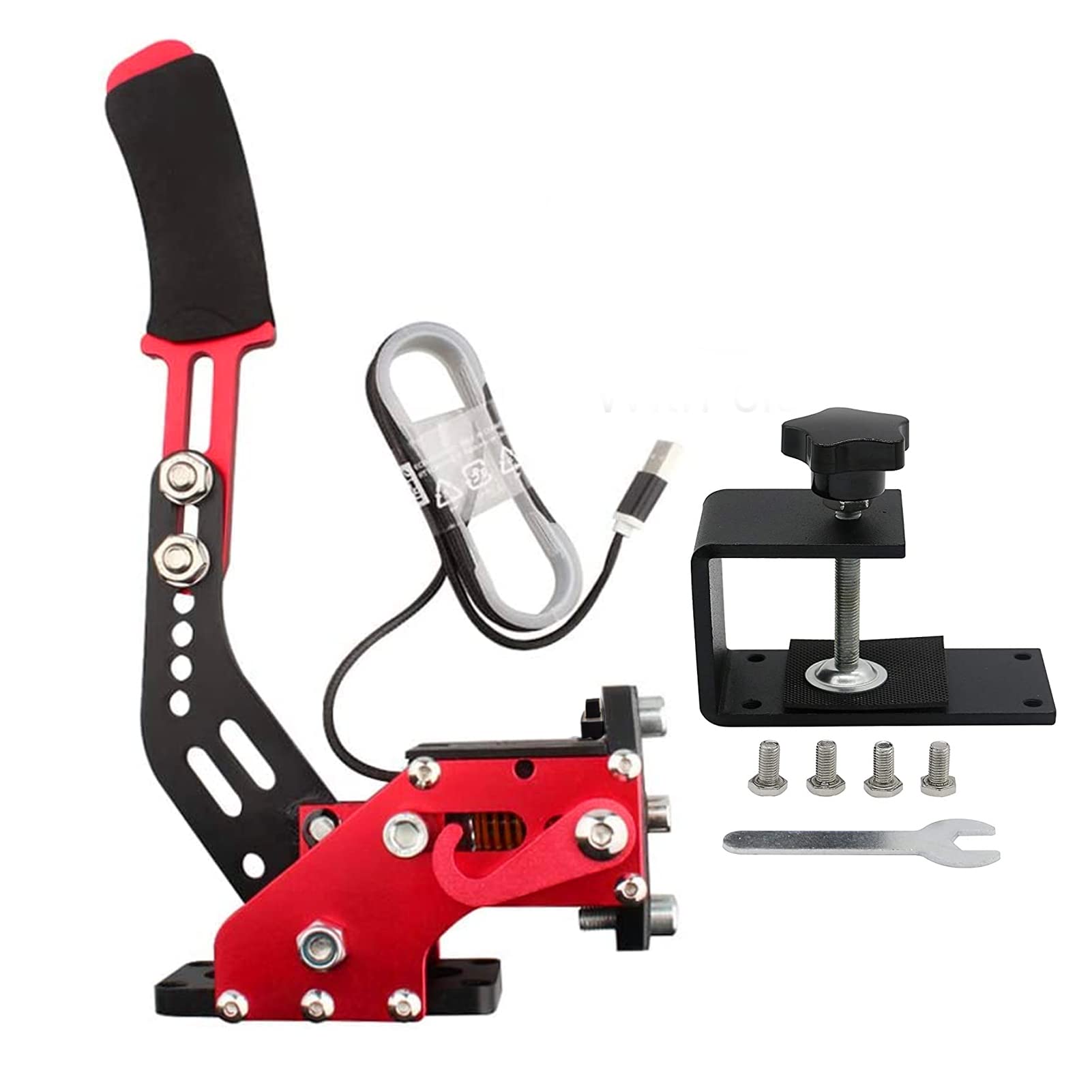 Upgraded USB Handbrake for PC - Universal Horizontal Drift Racing Handbrake with Clamp - Professional Sim Racing Handbrake for Logitech G25/G27/G29 & Thrustmaster T500 - Perfect for Rally, Drift & Racing Games (Red) - Ideal for Home Racing Simulators & Esports Tournaments