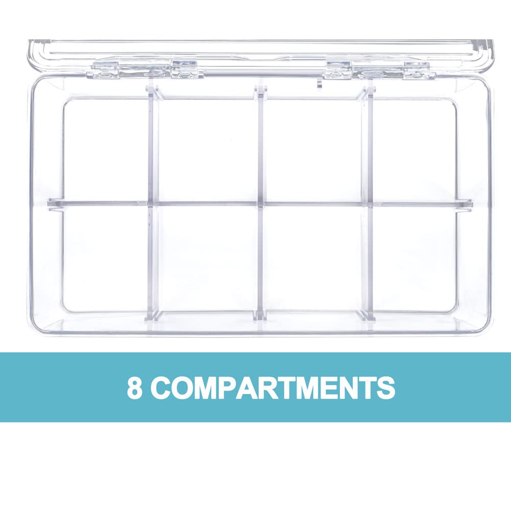 2 Pack Stackable Plastic Tea Bag Organizer - Clear Sugar Packets Storage Box with 8 Grid Compartments for Tea, Coffee & Condiments | Perfect for Kitchen, Office & Restaurant Organization