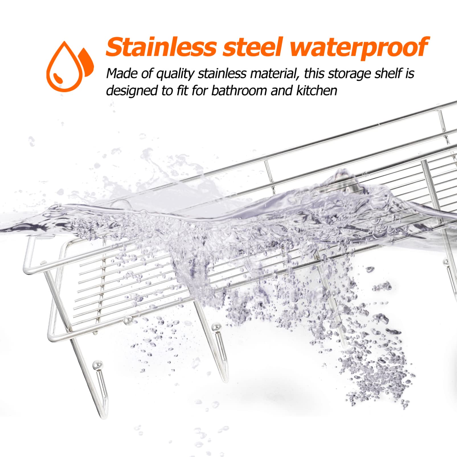 Hemoton Stainless Steel Wall-Mounted Bathroom Shelf Organizer - 3-Tier Storage Rack for Shower, Kitchen & Laundry Room | Space-Saving Wall Shelf for Toiletries, Books & Food Storage | Rustproof Bathroom Wall Shelf with Drain Holes