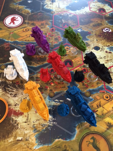 7-Piece Scythe Airship Miniature Set for Board Games - Perfect for Tabletop Gaming, Collectibles & Warhammer Terrain Scenes