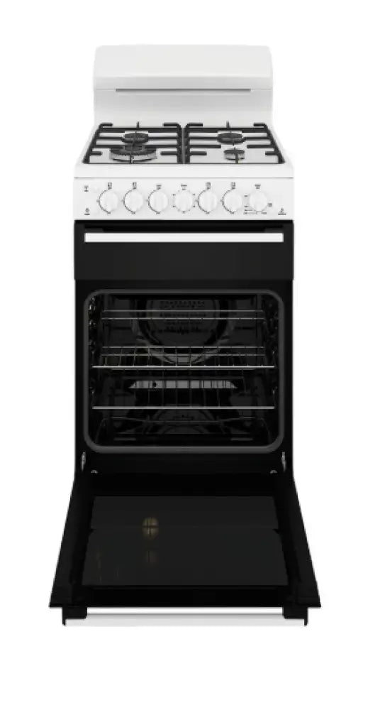 Westinghouse WLG512WCH 54cm Freestanding Gas Oven with 4 Burner Gas Cooktop in White - Perfect for Home Kitchens, Baking & Family Cooking