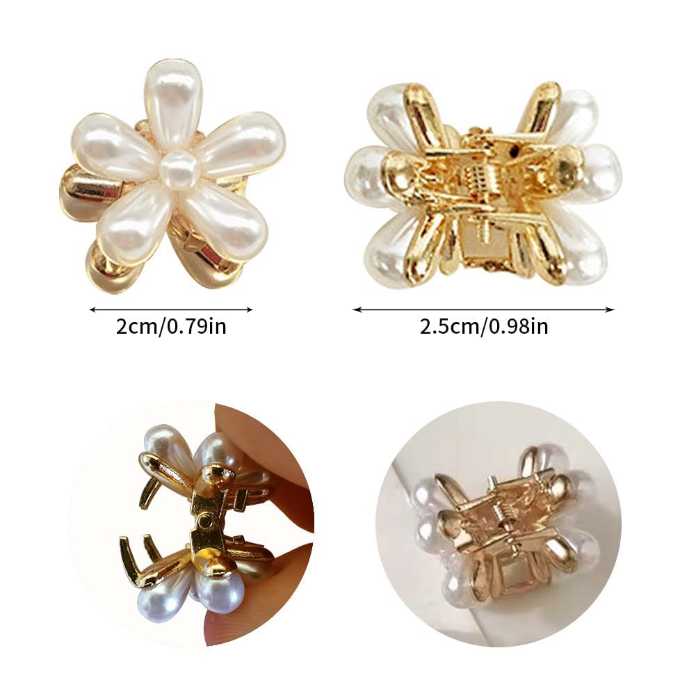 10pcs Mini Pearl Claw Clips - Retro Daisy Flower Hair Clips with Sweet Artificial Bangs - Elegant Hair Accessories for Women & Girls - Perfect for Bridal, Party & Everyday Hairstyles