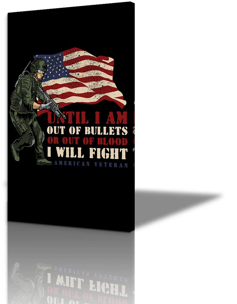 Handcrafted Wooden American Flag Wall Art - Patriotic Home Decor, Framed Canvas Painting for Bedroom & Living Room - Easy to Hang 24x36 Inches - Perfect for Veterans Day, Independence Day & Military Appreciation Gifts