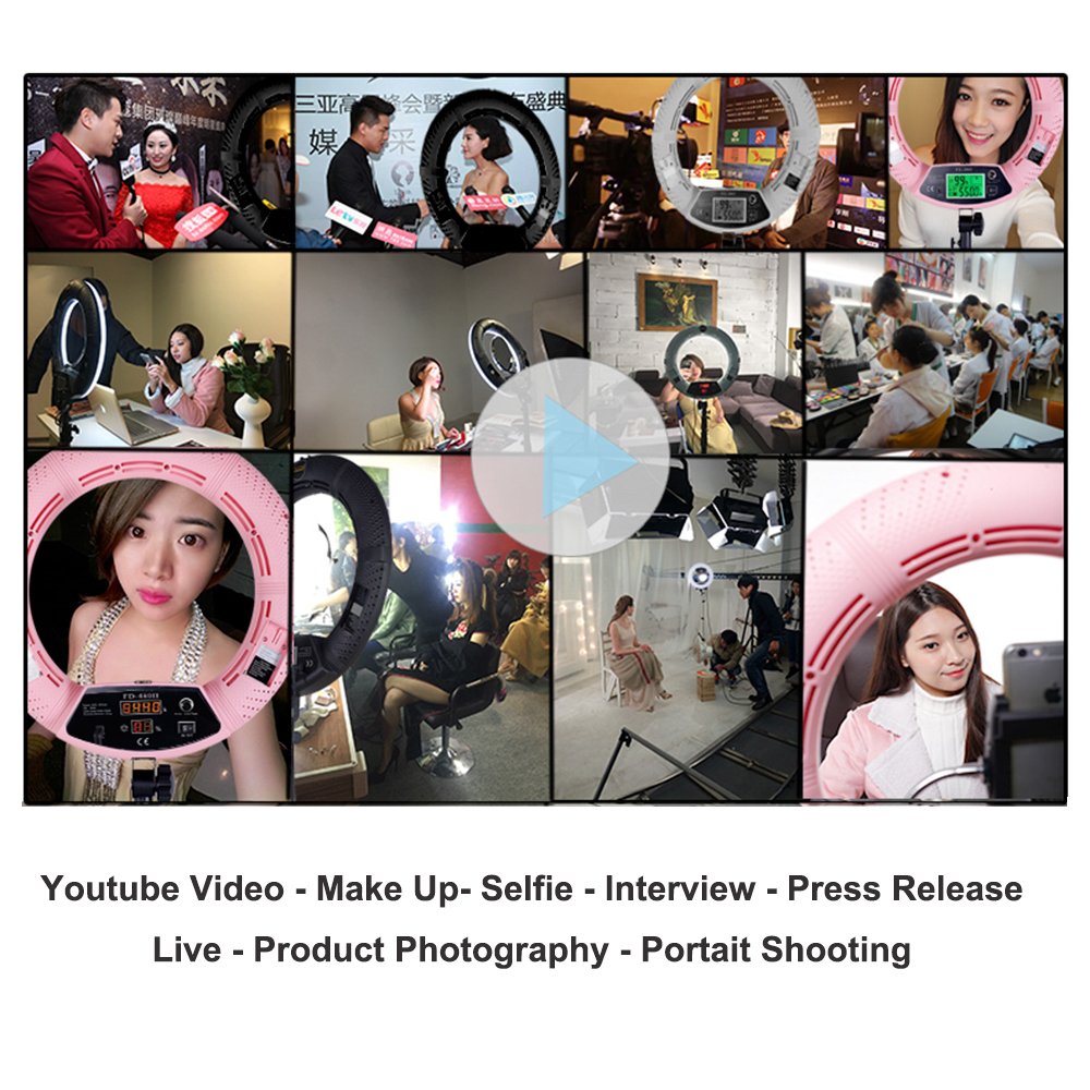 Yidoblo 18-inch Adjustable LED Ring Light Kit with Digital Display - 3200K-5500K Dimmable Continuous Lighting for Camera, Smartphone, YouTube Videos, Portrait & Studio Photography - Perfect for Vlogging, Live Streaming, Makeup Tutorials and Product Photography