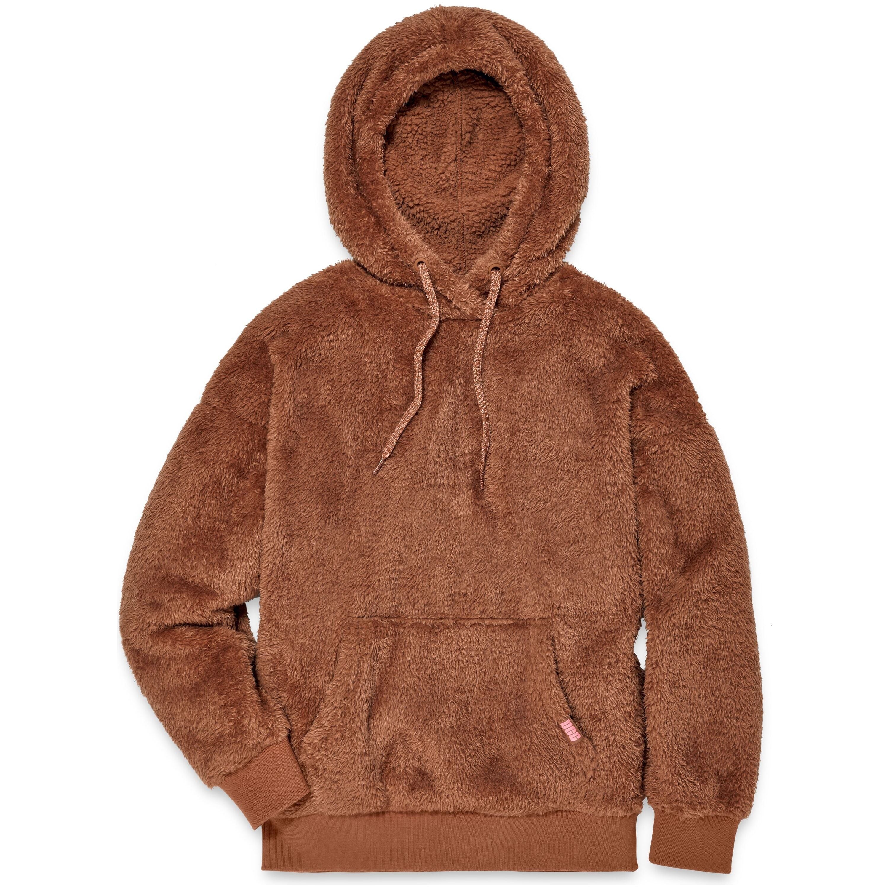 UGG Women's Loyra Sherpa Hoodie - Cozy Fleece-Lined Winter Jacket with Hood in Cedar Bark Color | Perfect for Cold Weather & Outdoor Activities