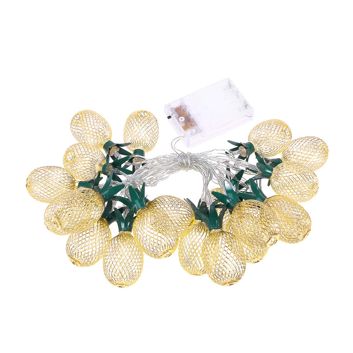 POPETPOP 20 LED Golden Pineapple String Lights - Battery Operated Decorative Lights for Christmas, Wedding, Birthday, Party & Home Decor - Festive Indoor/Outdoor Lighting for Patio, Garden, Bedroom & Holiday Displays