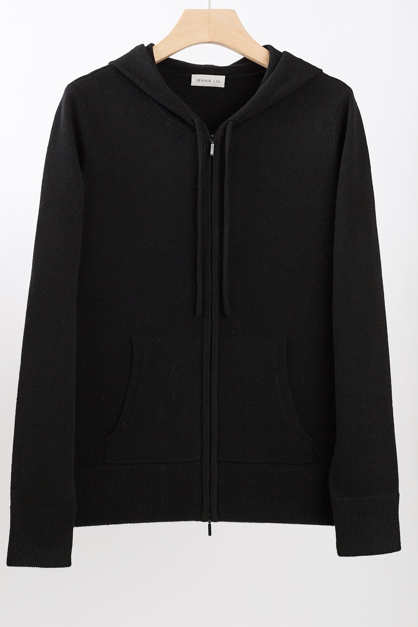 JENNIE LIU Women's 100% Pure Cashmere Zip-Up Hoodie Cardigan - Soft Long Sleeve Sweater for Fall & Winter | Cozy Lounge Wear, Office Outfits, Casual Street Style