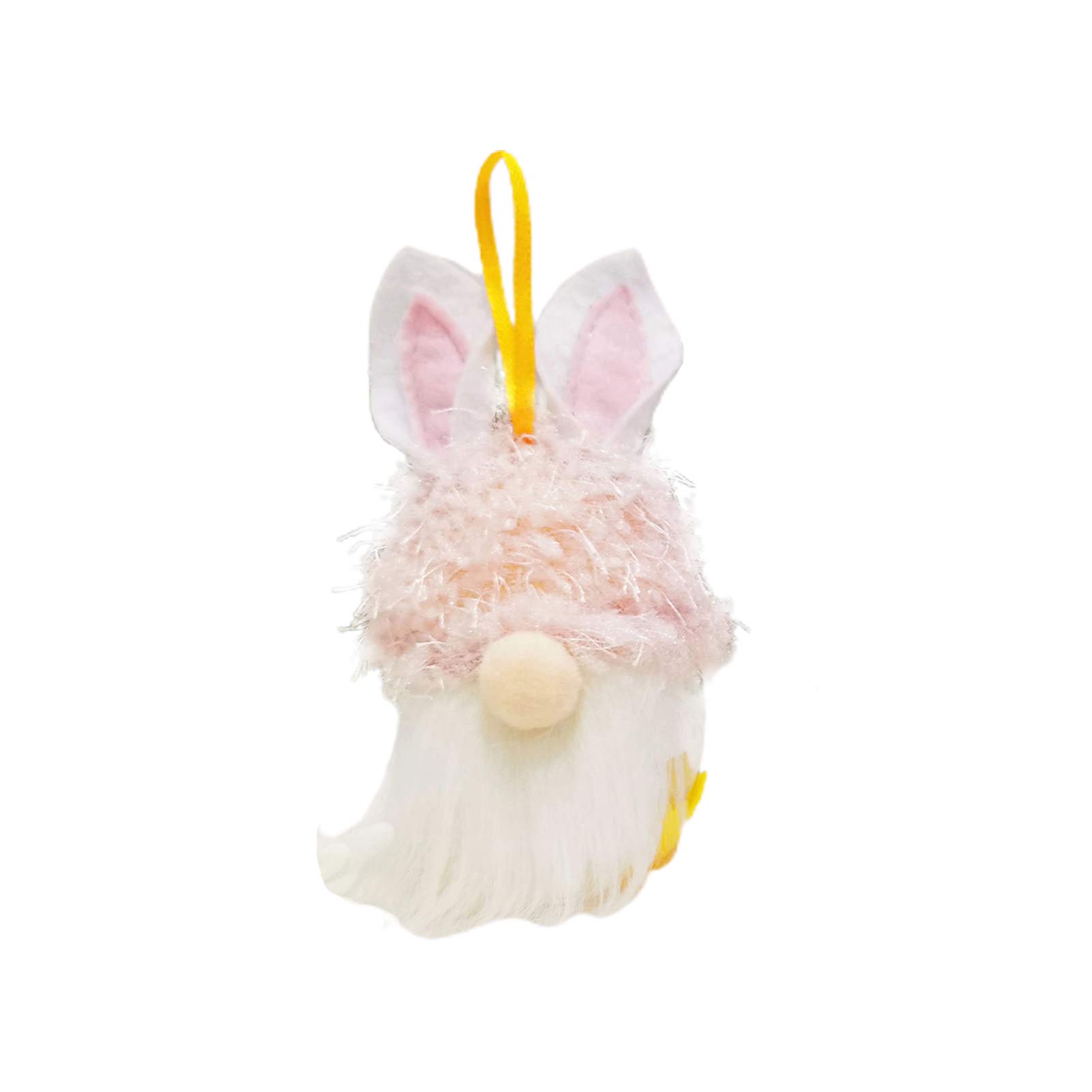 Easter Bunny Candy Jar Hanging Ornament - Pink Fabric Decorative Doll for Easter Party Decor, Home Decor, and Spring Scene Layout
