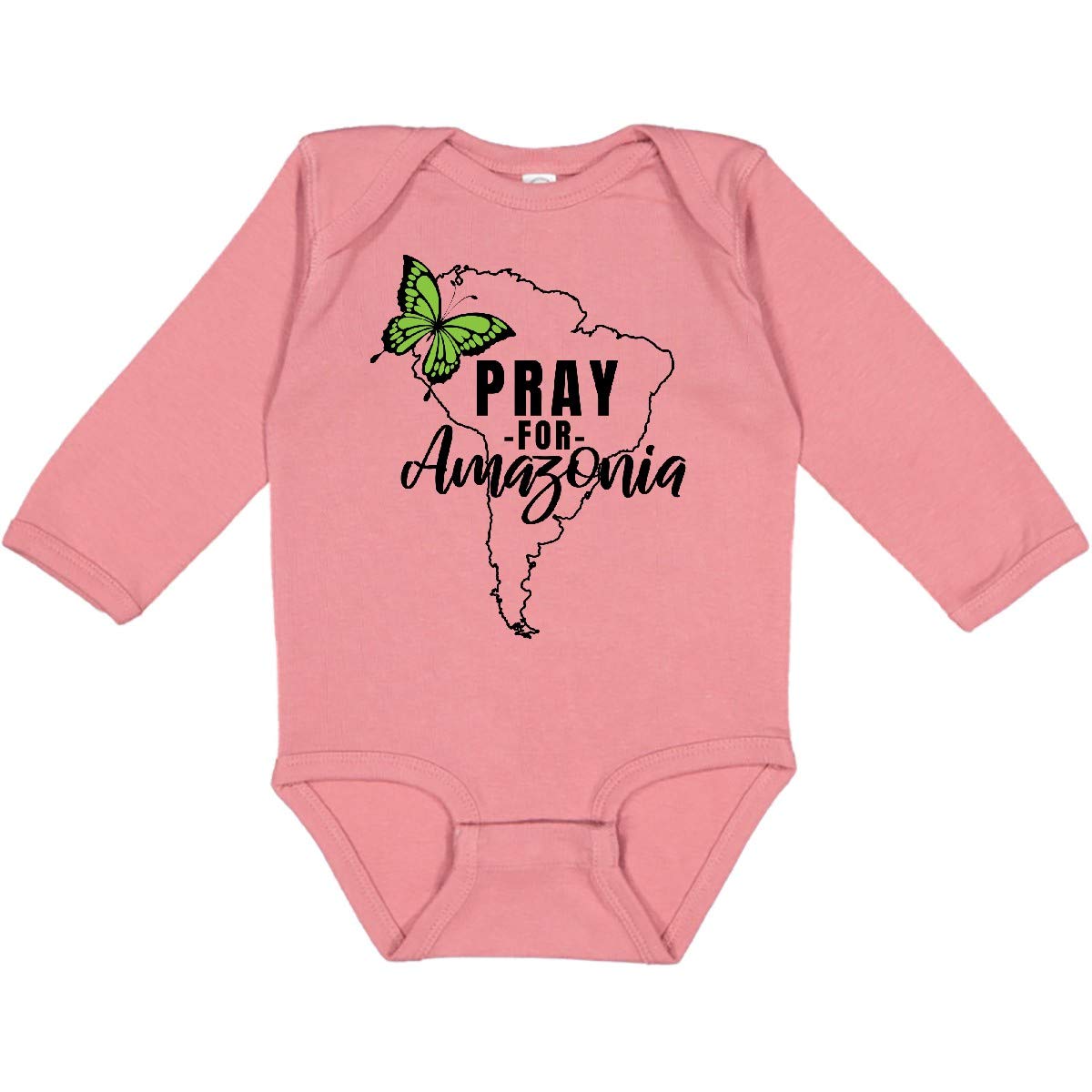 Inktastic Pray for Amazonia South America Silhouette Long Sleeve Baby Bodysuit - Eco-Friendly Cute Outfit for Infants, Perfect for Casual Wear, Family Photos & Environmental Awareness