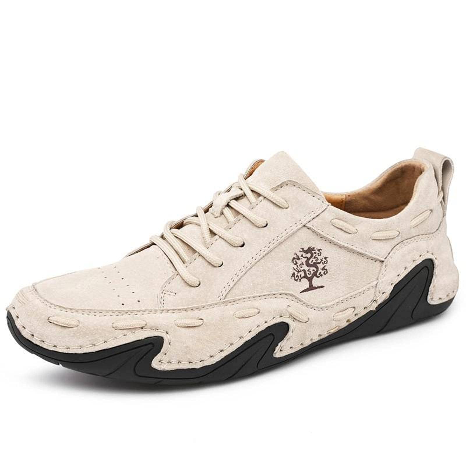 2021 New Men's Casual Leather Lace-Up Driving Moccasin Shoes - Breathable Mesh Cowhide for Spring & Summer - Perfect for Outdoor Activities, Dating & Daily Wear