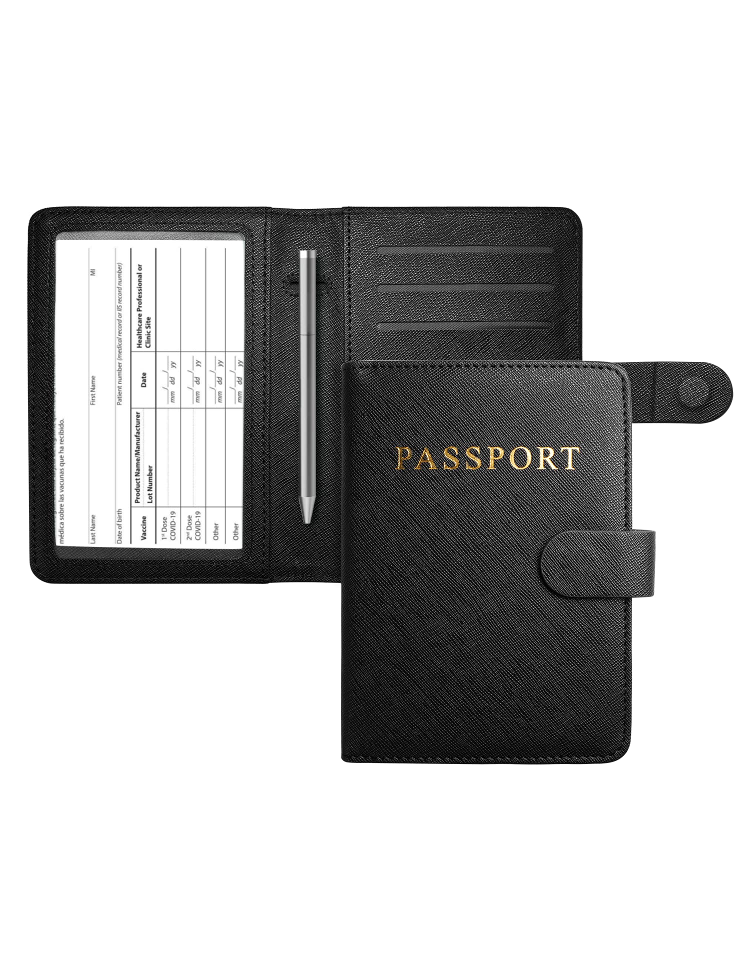 Premium RFID Blocking Passport Holder & Vaccine Card Wallet Combo - Secure Travel Organizer for International Trips and Vaccination Records