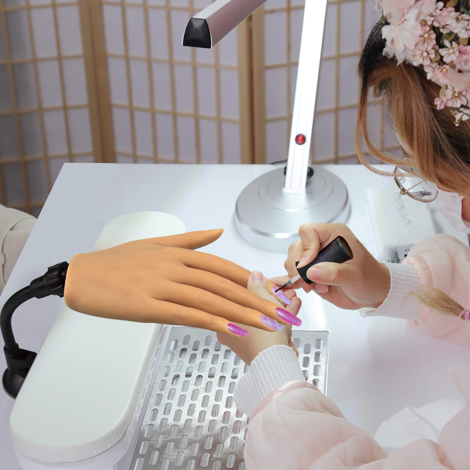 **Silicone Practice Hand for Acrylic Nails - Flexible Bendable Mannequin Hand with Stand, Life-Size Nail Art Training Tool (Right Hand) - Perfect for Nail Technicians & DIY Enthusiasts**