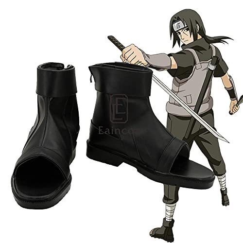 Uchiha Itachi ANBU Cosplay Shoes - Black Peep Toe Boots for Men (Size 39) | Custom-Made Anime Naruto Costume Footwear for Conventions & Cosplay Events
