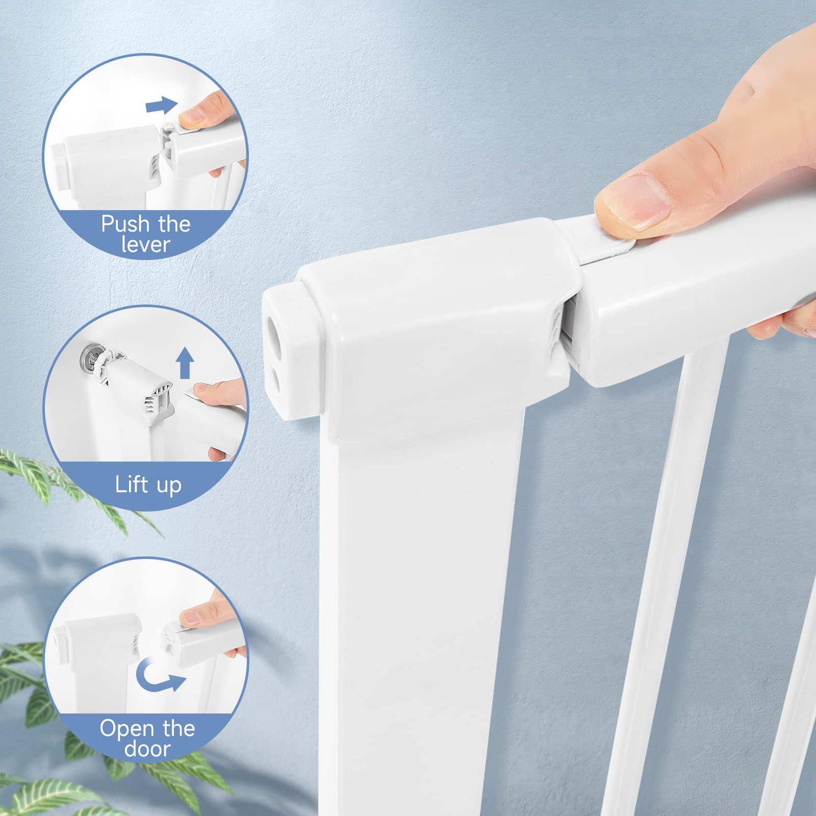 Extra Wide Baby Gate (85-100 Inches) - Heavy Duty Metal Safety Gate for Stairs, Doorways & Hallways | Auto Close Child & Pet Barrier | Indoor Use for Homes with Toddlers & Dogs (White) | Perfect for Staircase Safety, Room Separation & Pet Containment