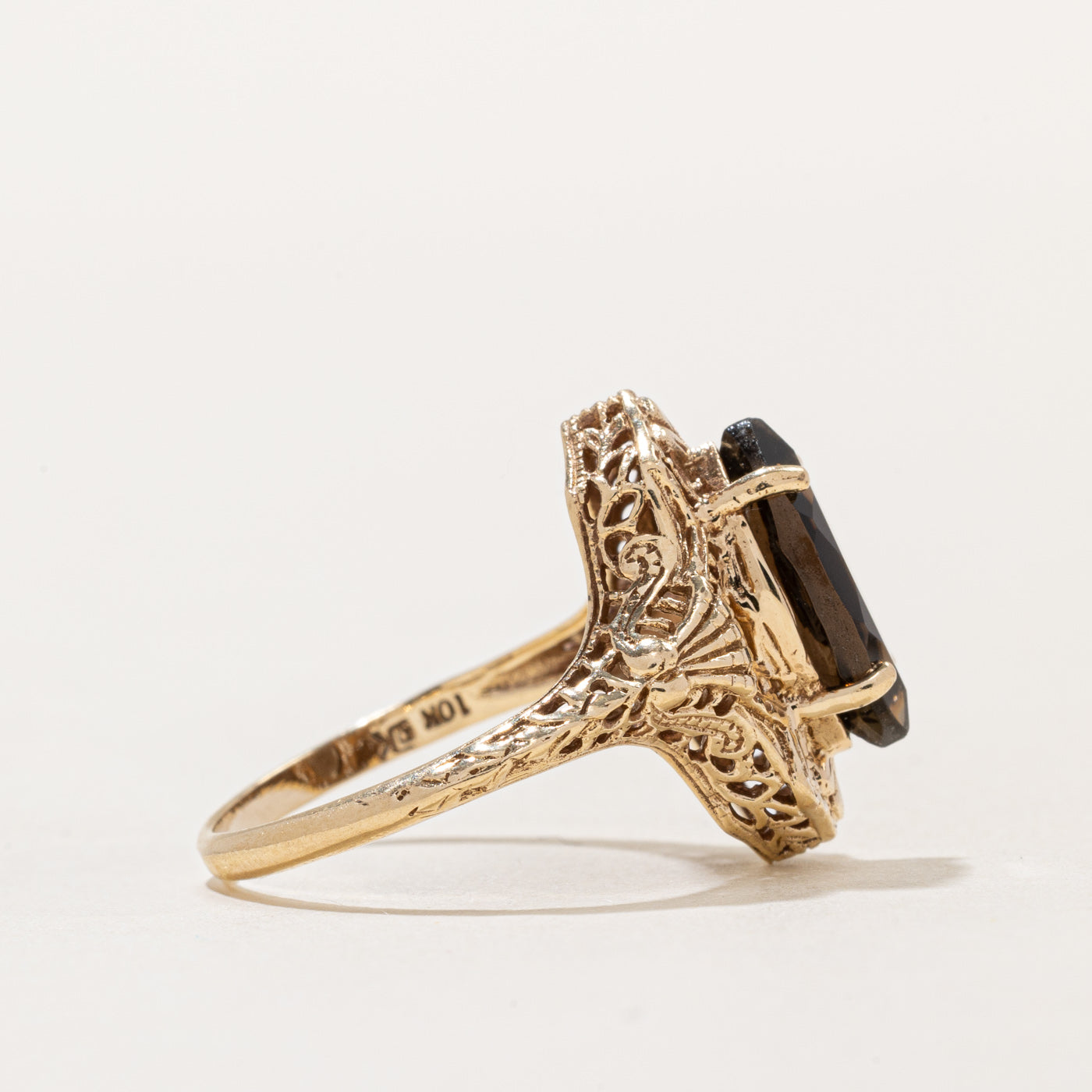 1.40ct Smoky Quartz Lattice Ring - Size 5.75 | Elegant Brown Gemstone Jewelry for Women | Perfect for Weddings, Anniversaries & Special Occasions