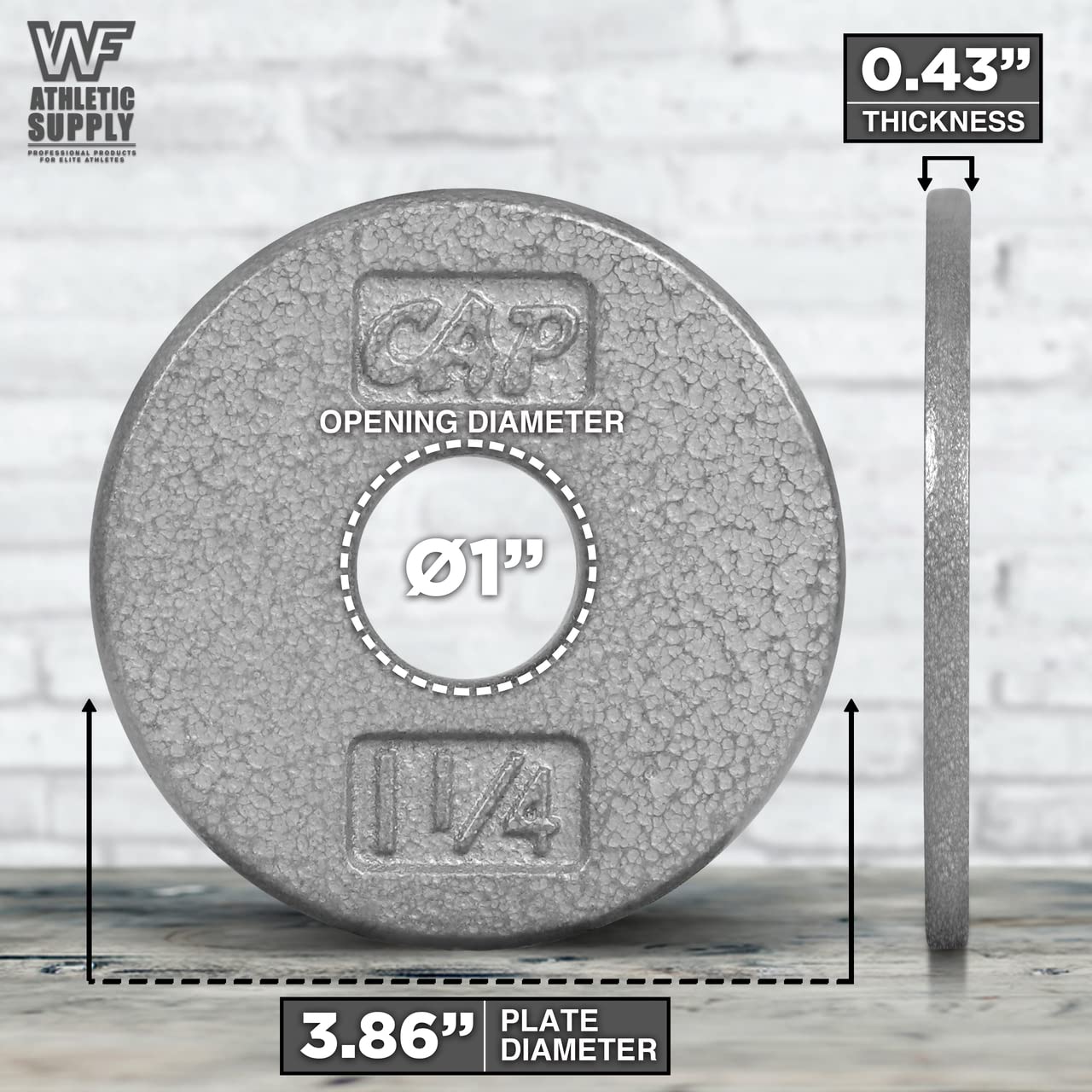 CAPHAUS Grey Standard Solid Cast Iron Weight Plates 1-inch Center Hole - Compatible with Standard Barbell & Dumbbell Handles (1.25LB/2.5LB/5LB/7.5LB/10LB/12.5LB/25LB/50LB Options) - Perfect for Home Gym, Strength Training & Weightlifting Workouts