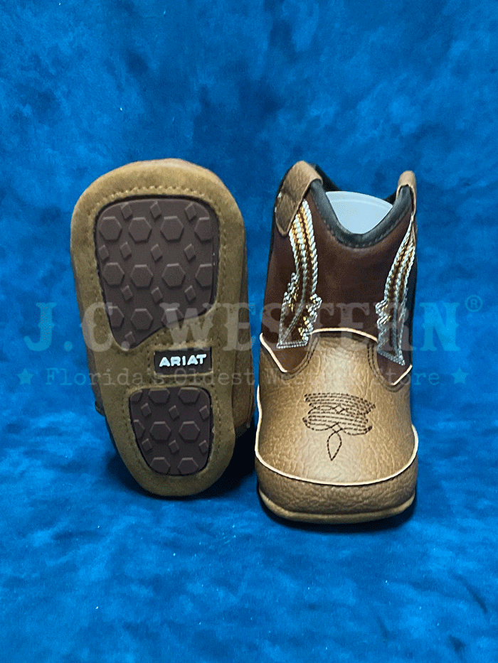 Ariat A442002602 Evan Style LIL STOMPERS Infant Boots - Brown Leather Cowboy Boots for Toddlers | Perfect for Western Rodeo, Playdates & Outdoor Adventures