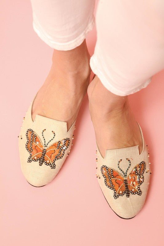 Butterfly Mule Slippers for Women - Comfortable Open Toe House Shoes with Non-Slip Sole - Perfect for Indoor, Lounge, and Spa Wear