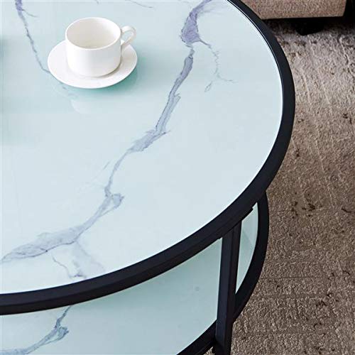 Modern Glass Coffee Table with Marble Pattern - Elegant Living Room Centerpiece for Home Decor, Office & Lounge Areas