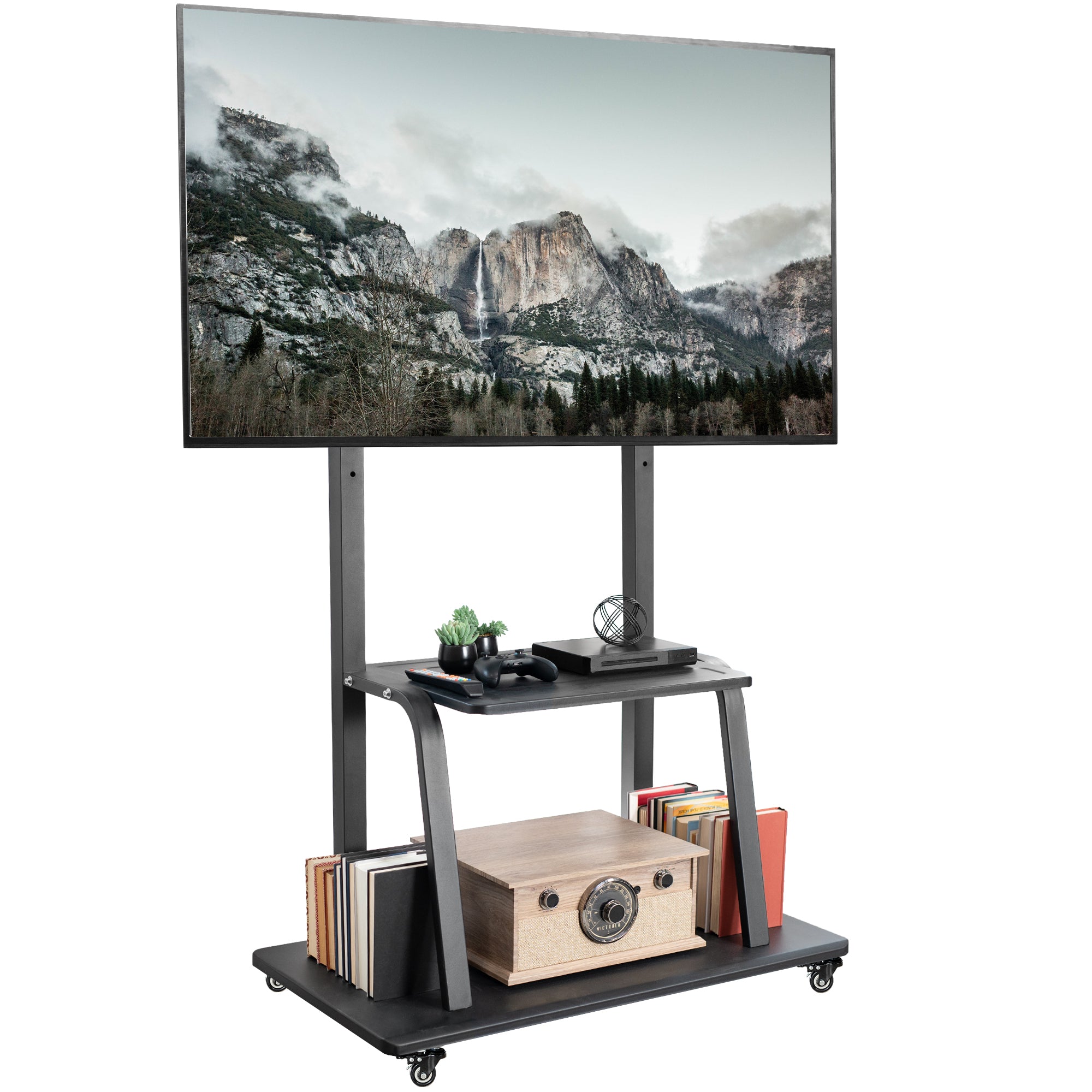 Heavy Duty TV Stand Cart with Wheels 42 to 100 Inch Adjustable Height - Perfect for Living Room, Classroom, or Office TV Mounting Solution