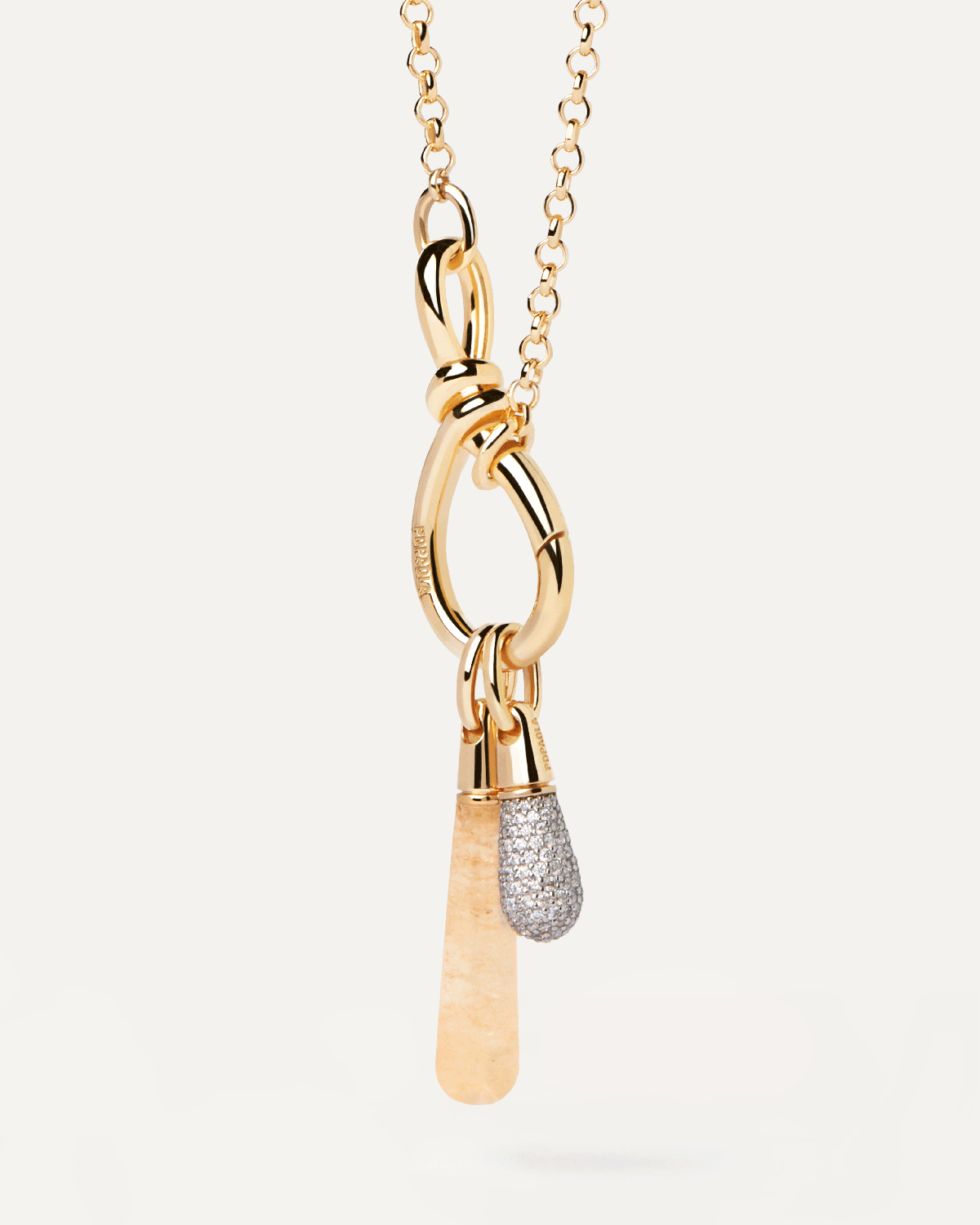 GRID 3 Yellow Aventurine Large Drop Pendant Necklace - Elegant Gemstone Jewelry for Women, Perfect for Parties & Special Occasions
