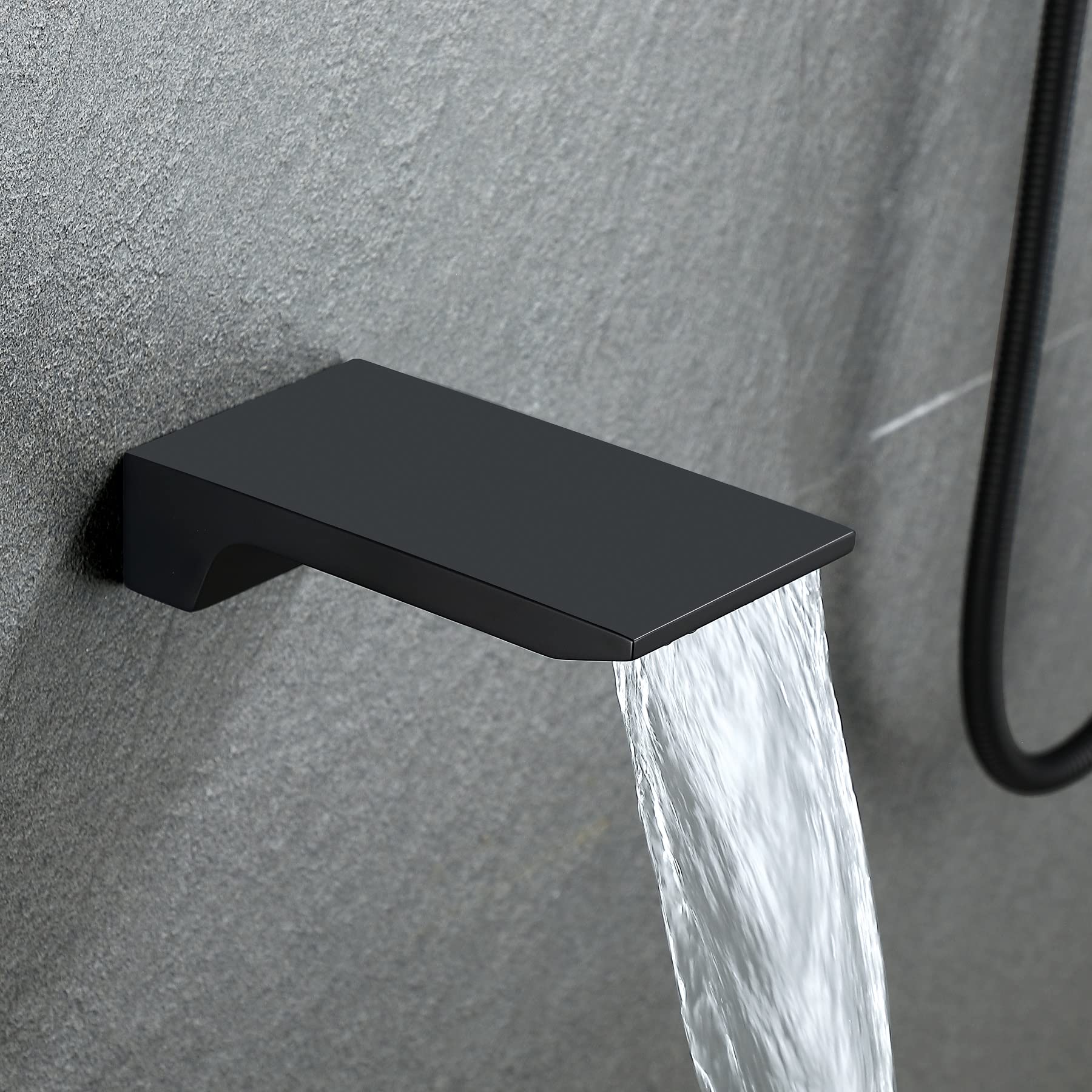 Premium Matte Black Bathtub Shower System - 10 Inch Rainfall Shower Head & Handheld Spray Combo with Rough-in Valve & Trim Kit | Modern Bathroom Upgrade for Spa-Like Experience