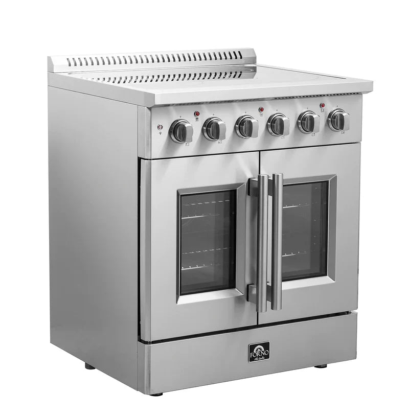 FORNO Galiano 30 Inch French Door Electric Range with Convection Oven - Stainless Steel FFSEL6917 30