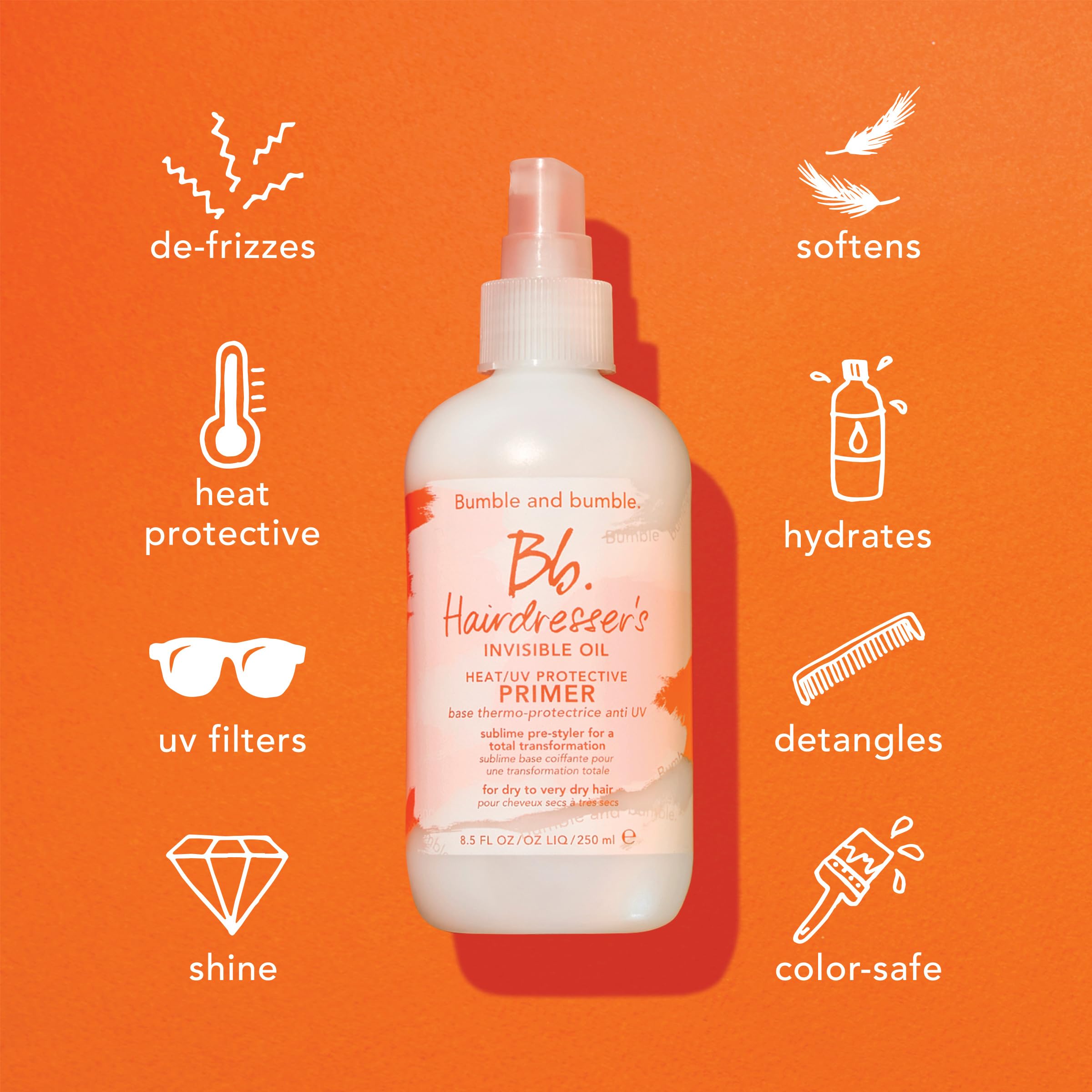 Bumble and Bumble Hairdresser's Invisible Oil Heat & UV Protection Leave-In Conditioner Primer + Thickening Dryspun Volume Spray + Heat Shield Set - Travel Size Mini for Damaged Hair, Heat Styling & UV Protection - Perfect for Vacation, Gym & On-The-Go Hair Care