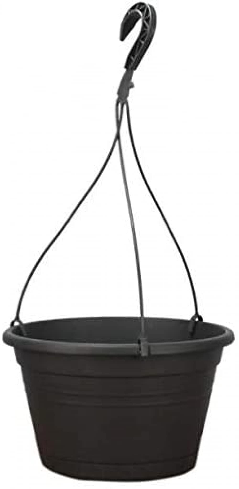 XD Designs Self Watering Hanging Planter - Black Plastic Flower Basket with Detachable Base | Indoor/Outdoor Plant Container for Home, Garden & Balcony Decor