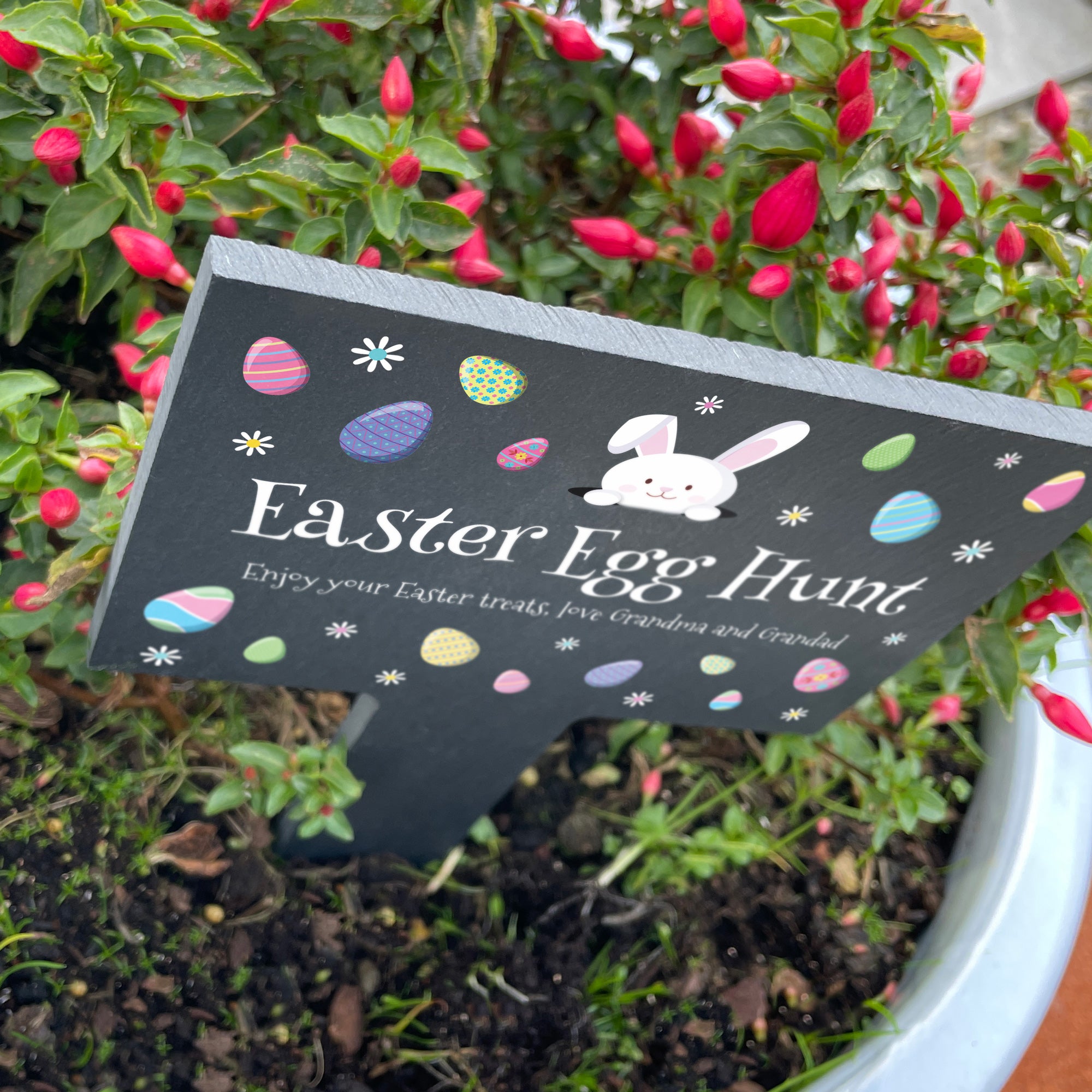 Personalized Pastel Easter Eggs Slate Garden Markers - Custom Name Plant Labels for Spring Gardening, Outdoor Decor & Easter Party Favors