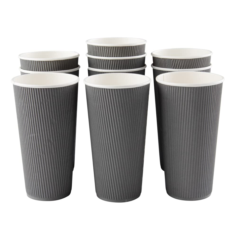 20oz Insulated Coffee Cups with Secure Grip - 250 Pack Double Wall Corrugated Paper Cups | Leakproof & Sustainable | Matching Lids Sold Separately | Perfect for Coffee Shops, Offices & Catering Events