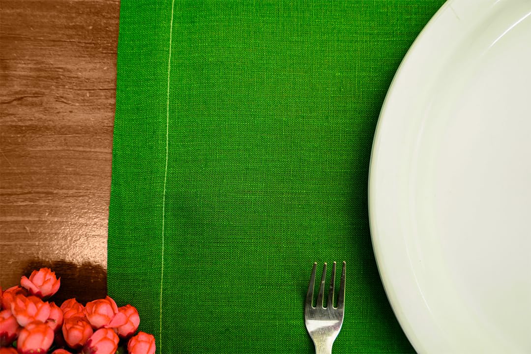 Premium 100% French Flax Linen Placemats Set of 12 (14x19 Inch) - Stone Washed for Softness & Durability, Heat Resistant Table Mats for Dining Room Decor - Forest Green - Perfect for Dinner Parties, Holiday Gatherings & Everyday Elegance