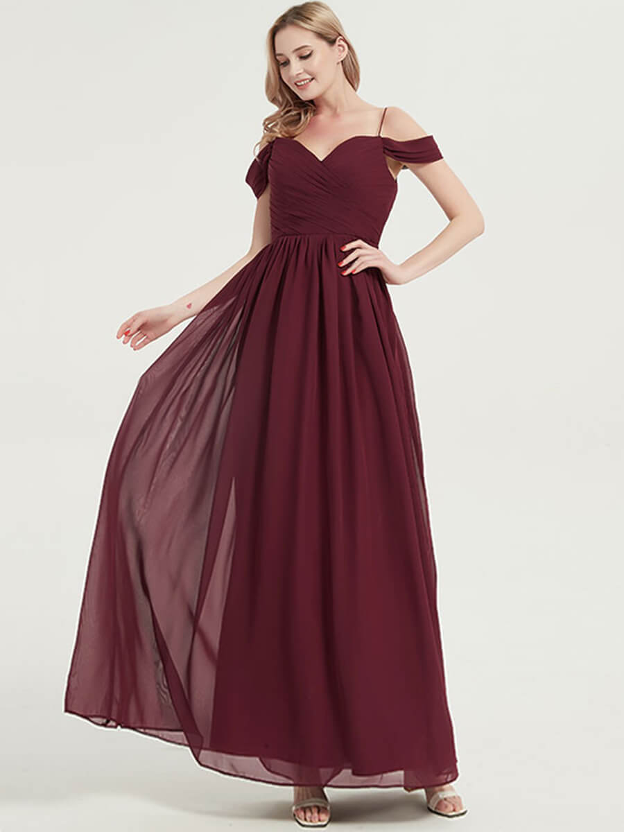 Elegant Dusk Spaghetti Straps Pleated Chiffon Bridesmaid Dress - Perfect for Weddings, Formal Events & Special Occasions