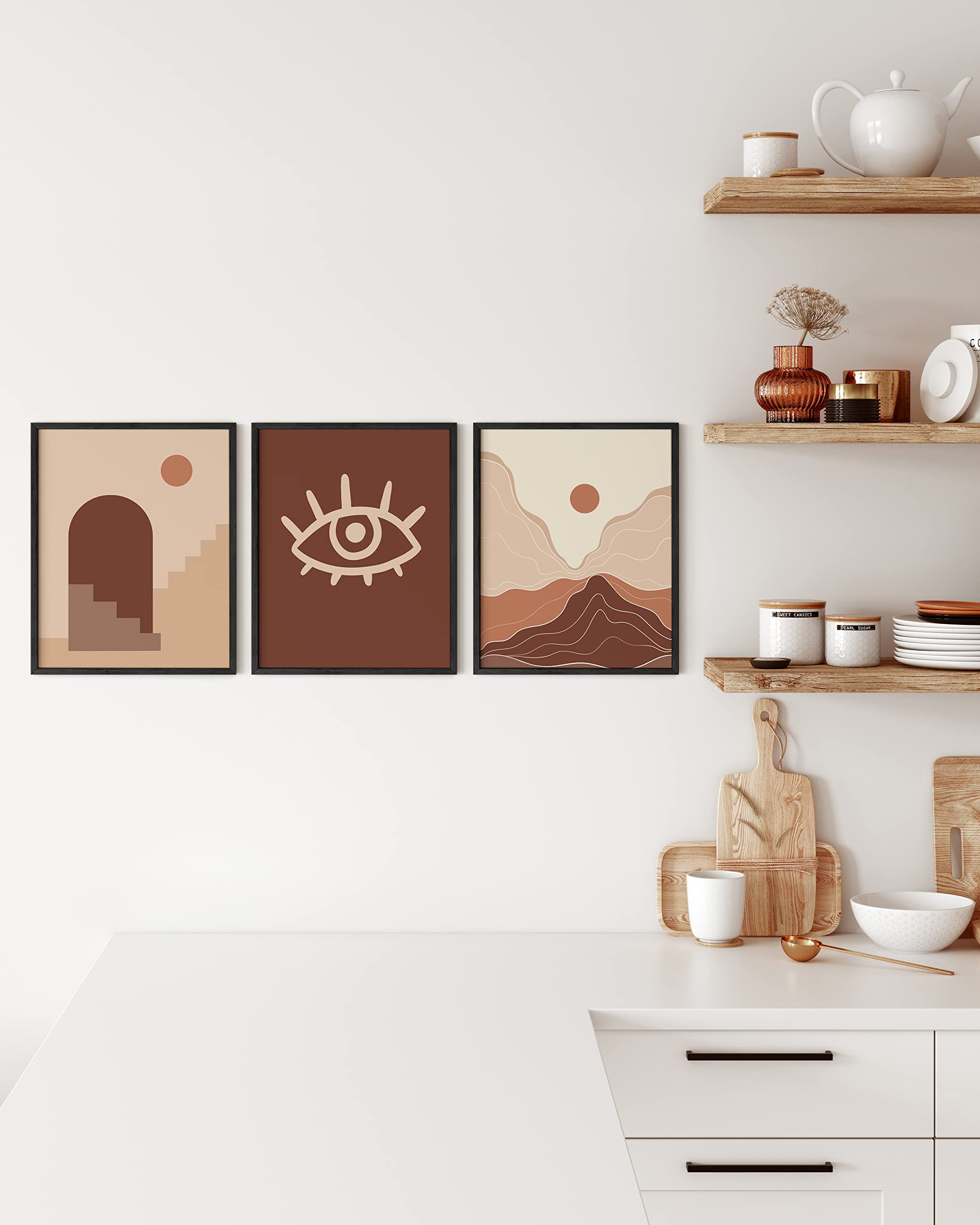 HAUS AND HUES Set of 3 - 8x10 Inch Black Oak Wood Picture Frames for Posters, Photos, and Artwork - Natural Thin Wooden Frames for Wall Decor, Home Office, and Gallery Display