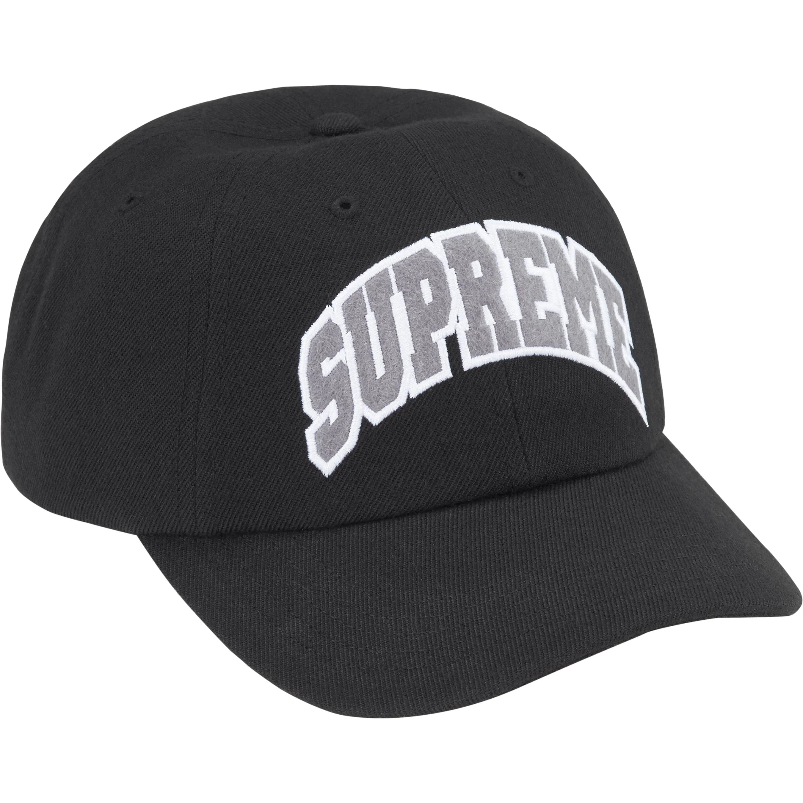 Supreme Felt Arc 6-Panel Baseball Cap - Black Adjustable Snapback Hat for Men & Women | Streetwear Fashion, Urban Style, Casual Wear