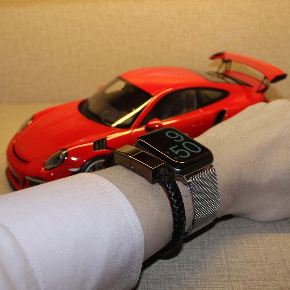 Braided Leather Bracelet USB Charging Cable - Portable Travel Charger for iPhone 14/13/12/11 Pro/XS MAX - Stylish & Durable Charger for Men & Women - Perfect for Travel, Work & Outdoor Activities
