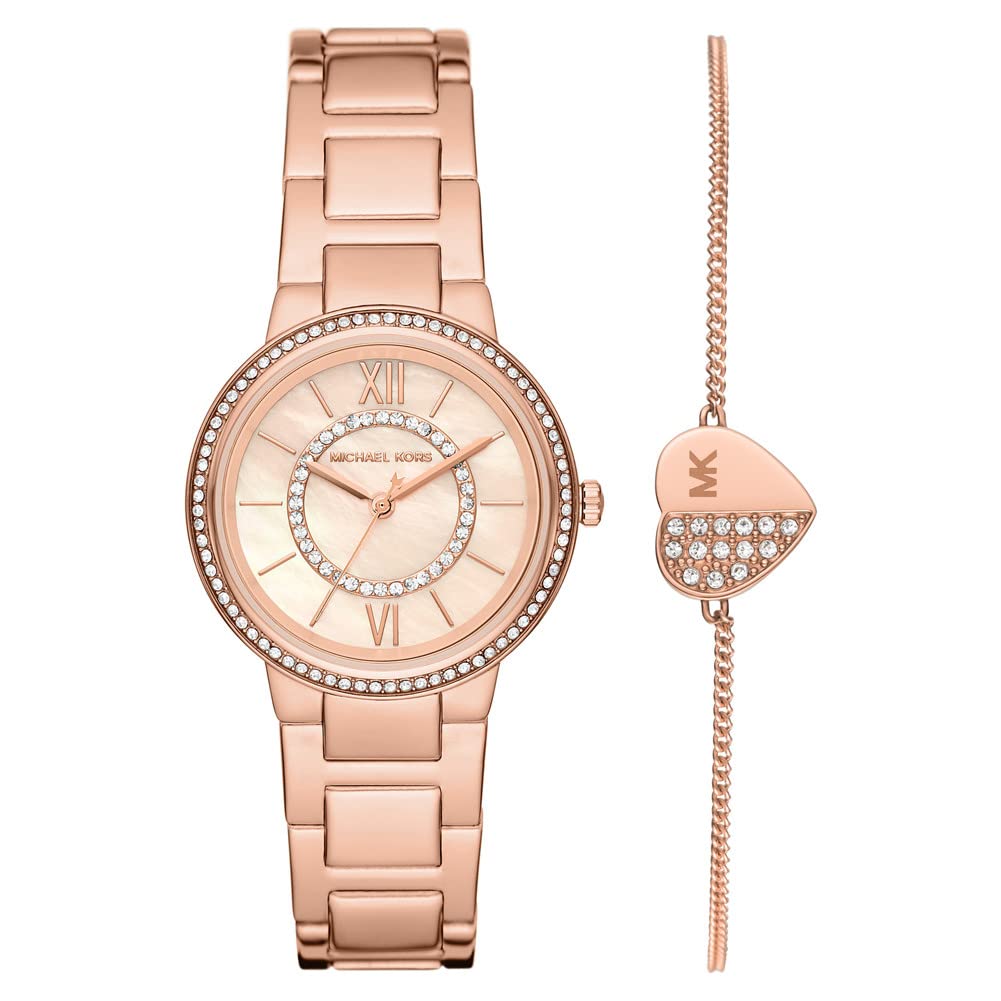 Michael Kors MK1032 Women's Gabbi Watch & Bracelet Set - Luxury Gold-Tone Stainless Steel Watch with Matching Bracelet - Perfect Gift for Her, Birthday, Anniversary & Special Occasions