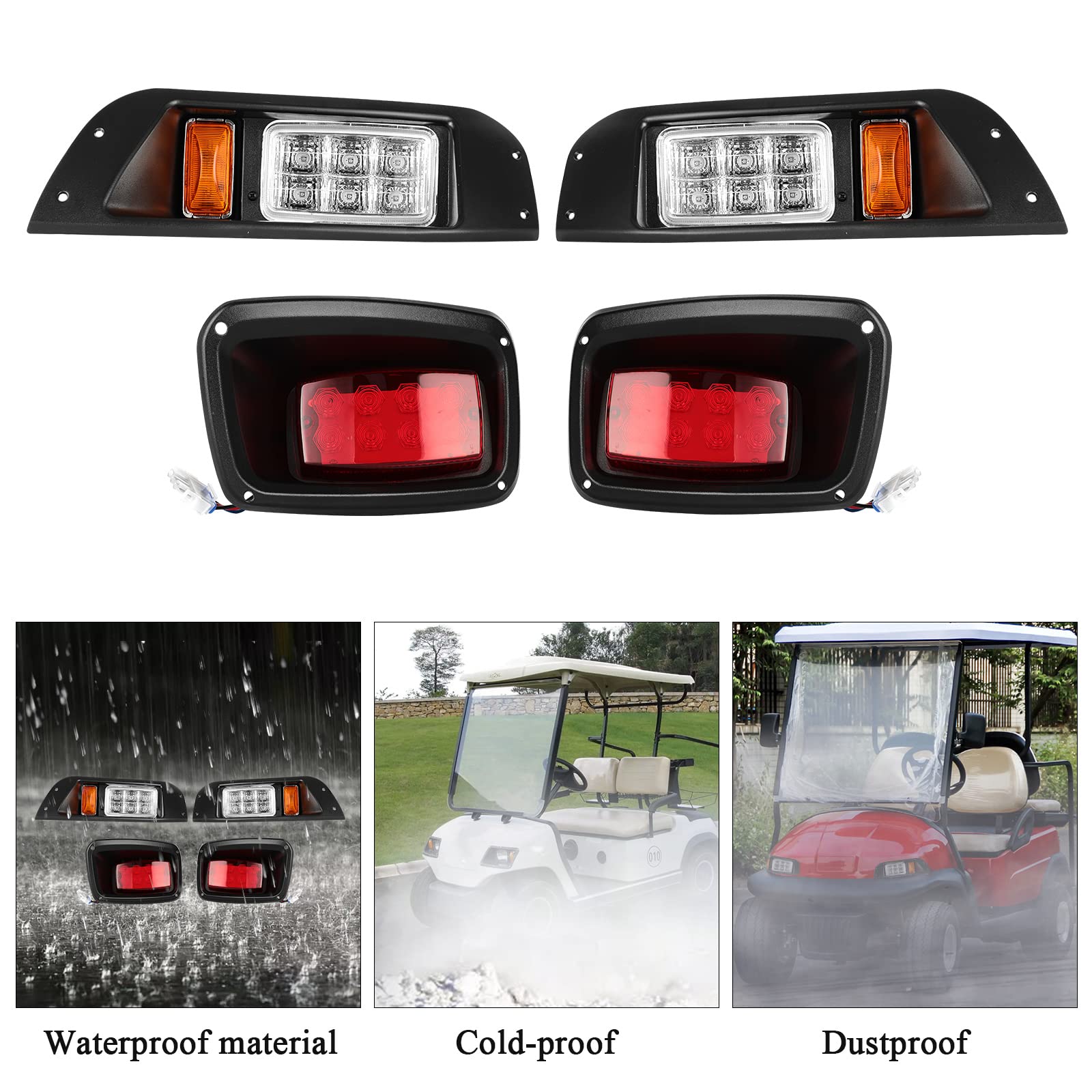 WonVon LED Upgrade Golf Cart Light Kit - Compatible with EZGO TXT 1996-2013 Gas & Electric Carts - 12V Street Legal LED Headlights, Taillights, Turn Signals & Brake Lights - Perfect for Night Driving & Golf Course Safety